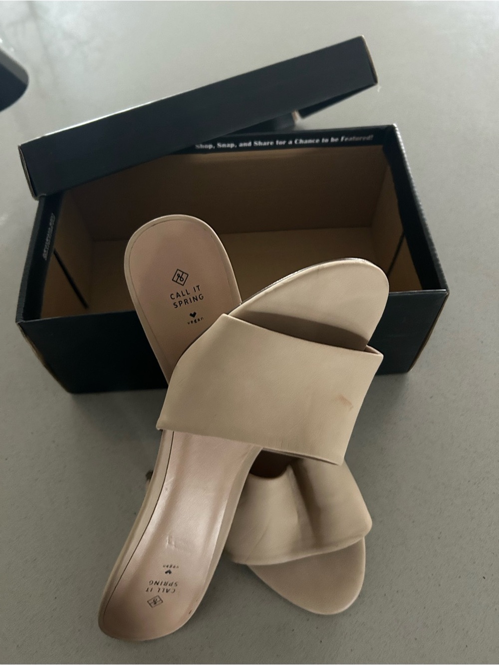 Call It Spring Neutral Beige Slide Mules - Picture 3 of 5
